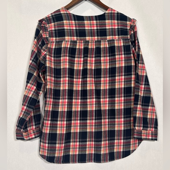 Anthropologie Isabella Sinclair Abilene Plaid Ruffled Henley - Picture 3 of 11